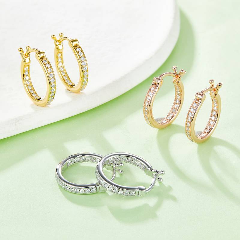 单排对半耳环S925银Moissanite厘石D级0.3ct